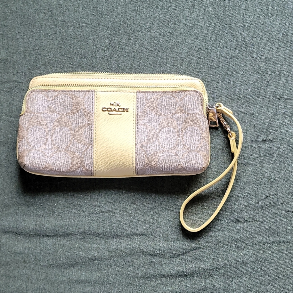 Pastel Yellow and Cream Coach Wallet